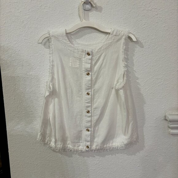 Harper Short Sleeve Frayed Hem Tank - Picture 3 of 7